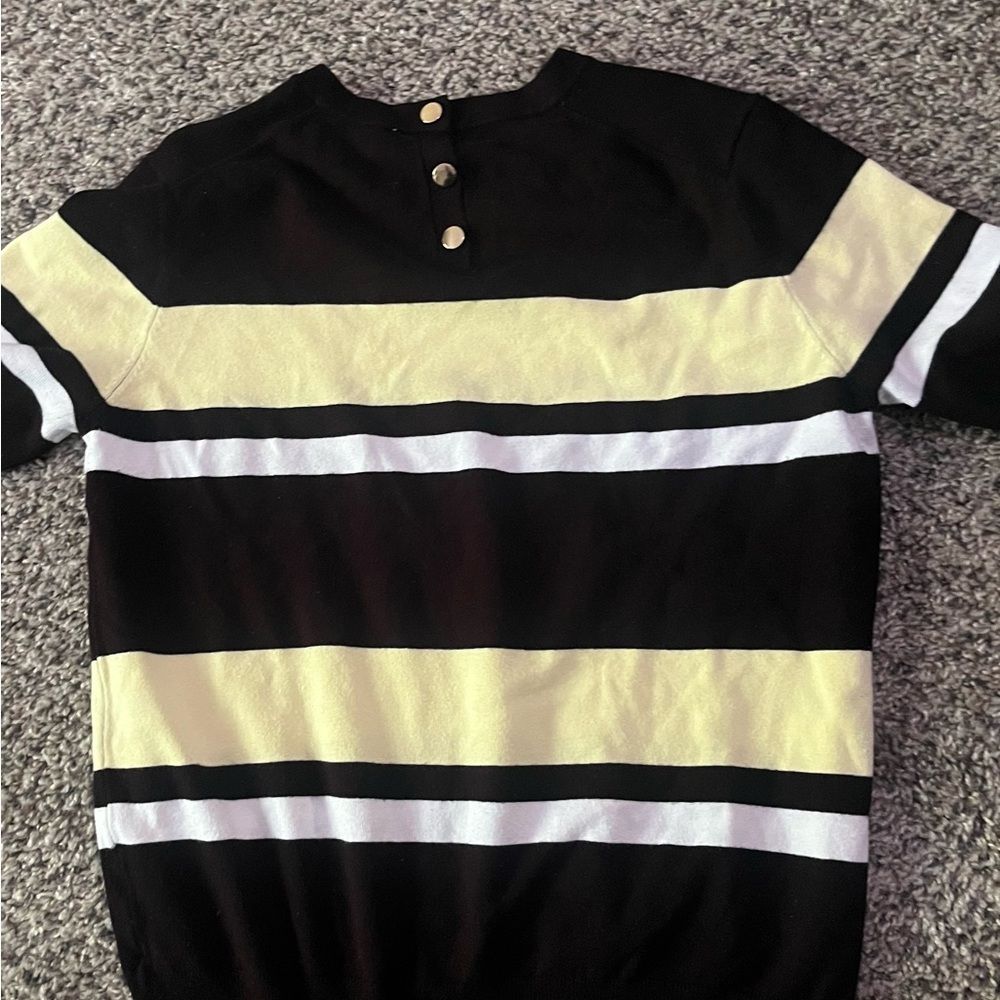 Zara Black and Yellow Striped Sweatshirt